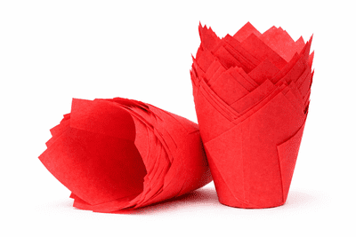 Red Tulip Muffin Wraps / Cases - Choose your amount
