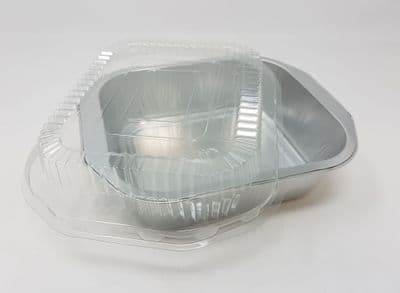Rigid SINGLE PORTION Strong Foil Food Trays - Available with or without  clear snap on lids