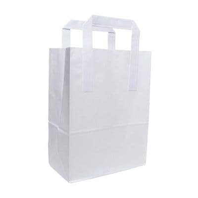 Small White Paper SOS Carrier Bags With Handles