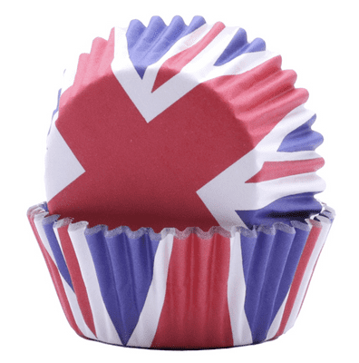 Union Jack Foil Lined Crimped Cupcake Cases