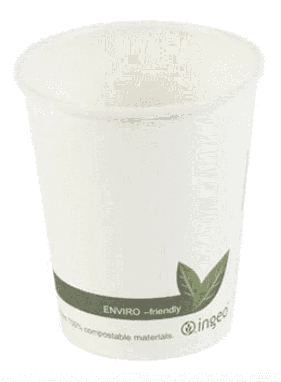 White Biodegradable Ingeo Paper Coffee Cup & Lids