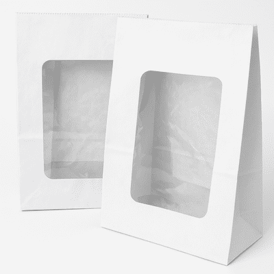 White Paper Cookie Bags with PLA Window & Greaseproof Lining