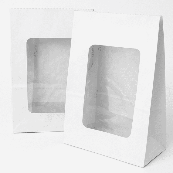 White Paper Cookie Bags with PLA Window & Greaseproof Lining