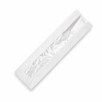 White Strip Window Baguette Bag 4 x 6 x 14
