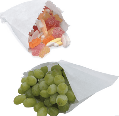 White Sulphite Bags  (Strung)  - Takeaway Hot Food