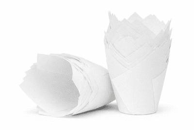 White Tulip Muffin Wraps / Cases - Choose your amount