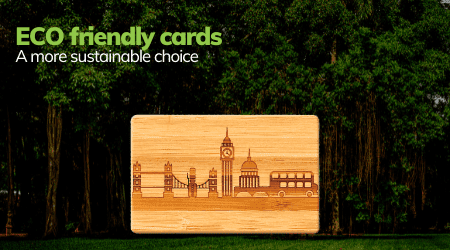 Wooden card in forest