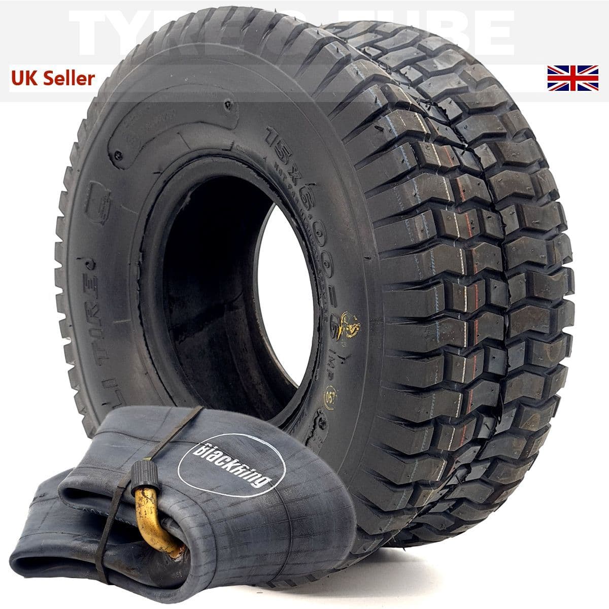 Carlisle Lawn Mower Tires Deli Tire 15x6.00-6 Tubeless Turf Tire – 4 ...