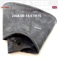 24x8.00-14.5 Inner Tube TR15 Straight Rubber Valve Turf Lawn
