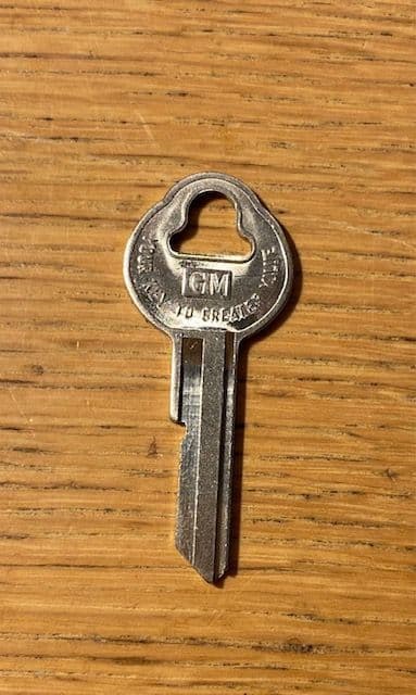 1953-1968 Corvette C1 -C2 Single Sided Kidney-Head Key Door most GM cars and vans, New