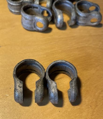 1955 - 80 Pair non-Corvette tie rod tube CLAMPS 7/8" - 1" used