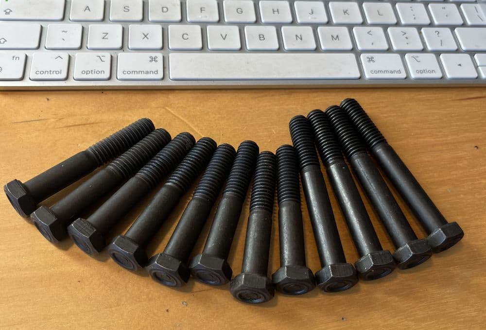 195580 set of 12 correct head 3/8" Exhaust manifold BOLTS imperial 3/8