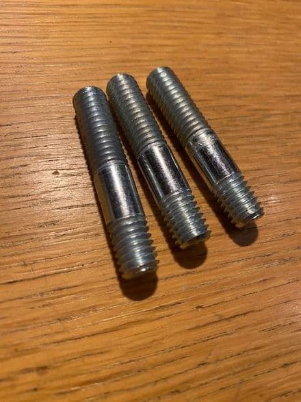 1955-82 set of 3 plated 2" long 3/8" STUDS imperial 3/8" UNC. Many applications up to 1982