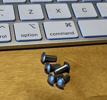 1955-96 set of 5 mini RIVETS. 3.2MM X 8MM shank , New