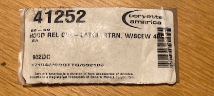 1958-1959 Corvette C1 41252 hood release cable latch clamp w/ screws