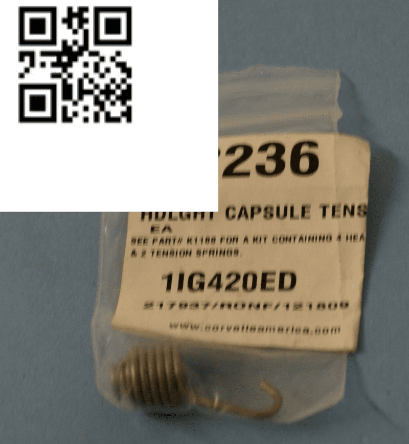 1958-1982 C1 C2 C3 Corvette,Headlight Capsule Tension Spring Straight Steel,New