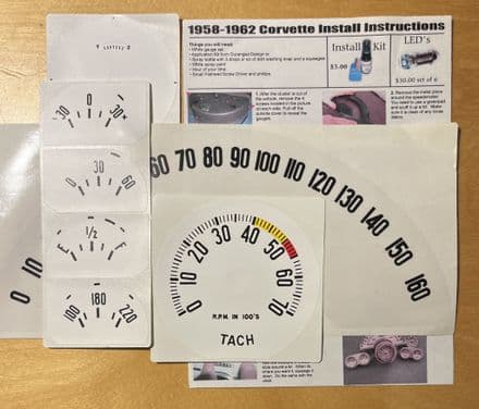 1958-62 Corvette WHITE GAUGES KIT #5662-104