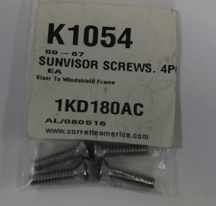 1959-1967 C1 C2 Corvette, CA K1054 Sunvisor Screws,New