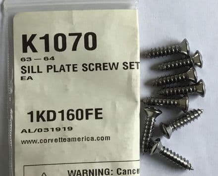 1963 -1964 C2 Corvette,Door SILL SCREW SET 8x K1070 new
