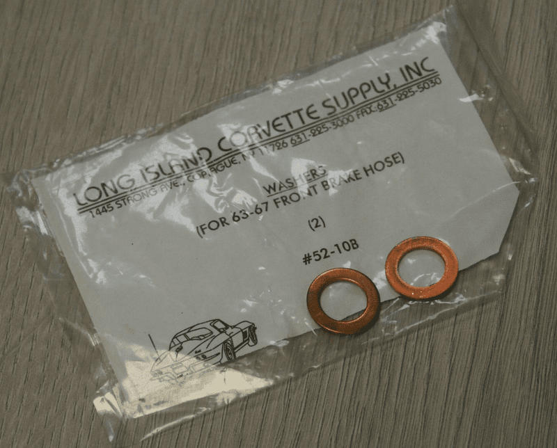 1963-1967 C2 Corvette,Copper Front Brake Hose Washers,L.I.C 52-10B,New