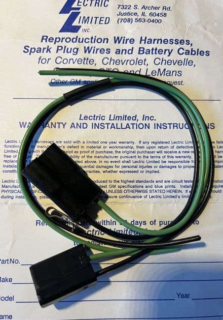 1963-1967 C2 Corvette,Dash Speaker WIRING LOOM by Lectric Ltd 25-255610-1 new (1)