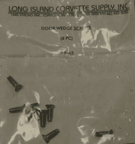 1963-1967 C2 Corvette,Door Wedge Screws (8 Pc),L.I.C 9-63,New