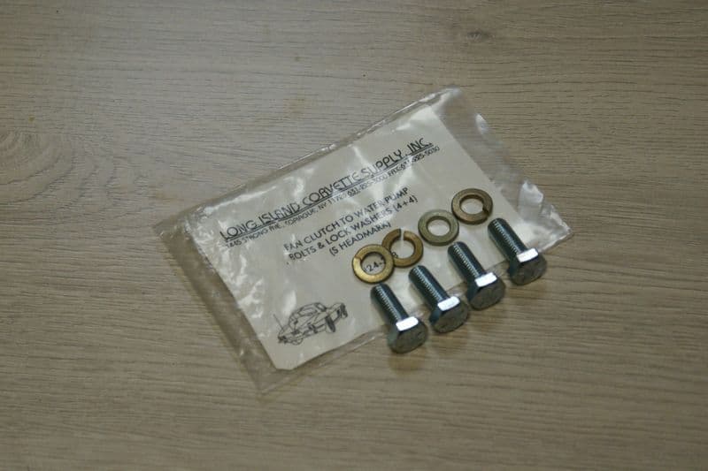1963-1967 C2 Corvette,Fan Clutch to Water Pump Bolts & Washers,L.I.C 24-35B,New