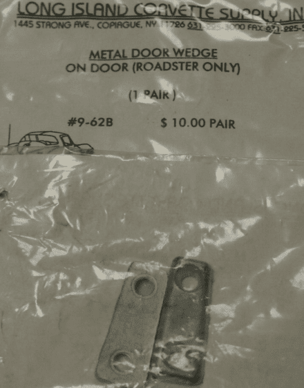 1963-1967 C2 Corvette,Metal Door Wedge,On Door (Roadster Only),L.I.C 9-62B,New