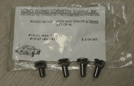 1963-1967 C2 Corvette,Roadster Top Latch Screws/Stricker Screws (Set of 4),L.I.C 19-02/19-07,New