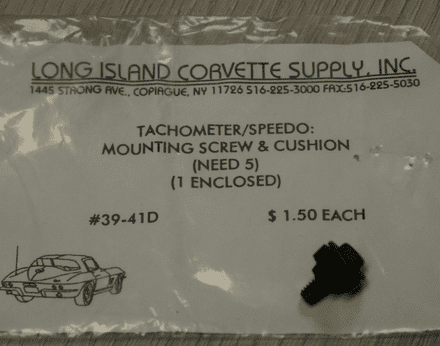 1963-1967 C2 corvette,Tachometer/Speedo Mounting Screw & Cushion,L.I.C 39-41D,New