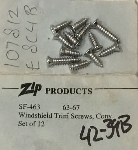 1963 - 1967 C2 Corvette Windshield Trim SCREW SET Zip, SF-463 new