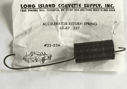 1963 -1967 Corvette 327 CI accelerator RETURN SPRING LIC 22-53A , new