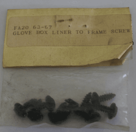1963-1967 Corvette C2,Glove Box Liner To Frame Screw Set (9x Set),New