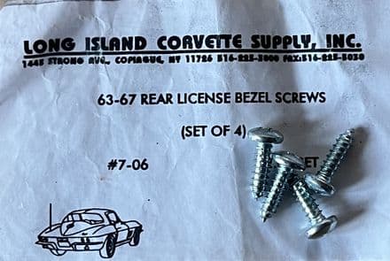 1963 - 1973 C2 C3 Licence License Plate Bezel Screws (4 Pc Set),New