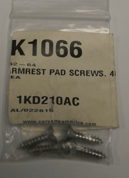 1963-64 Armrest Pad Screws (4pcs),CA K1066,New