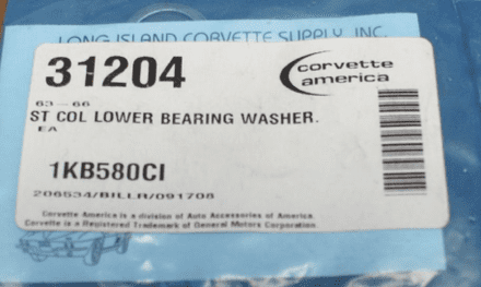 1963-66 Steering Column Lower Bearing Washer,CA 31204,New