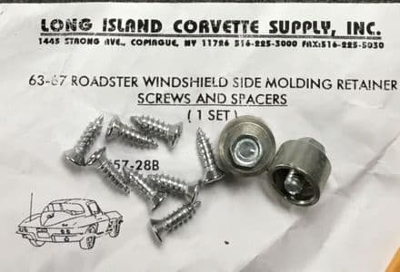 1963-67 convertible Side Windshield Molding Retainer SCREWS &SPACERS new