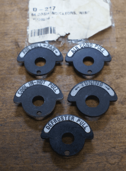 1963-67 D-2127 Set Of Dashboard Indicators W/Air Con,Plastic,Used Fair