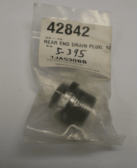 1963-79 C2 C3 Corvette,Rear End Drain Plug SS Coarse Thread,New