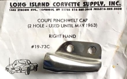 1963 C2 Corvette Coupe GM 3830982 RH PINCHWELT S/S CAP stainless LIC 19-37c ,New
