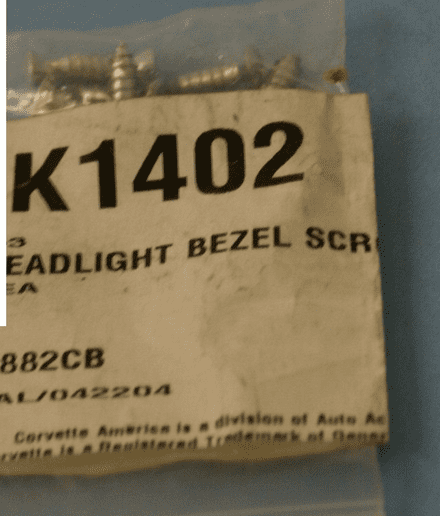 1963 C2 Corvette,Headlight Bezel Screws (8 Pc Set),New,Box C