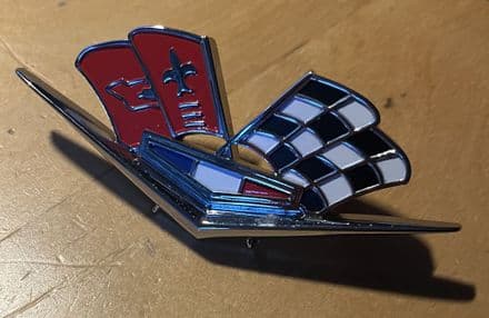 1963L-1966 C2 Corvette,Front Fender thick X-Flags Emblem,GM 3872930,New