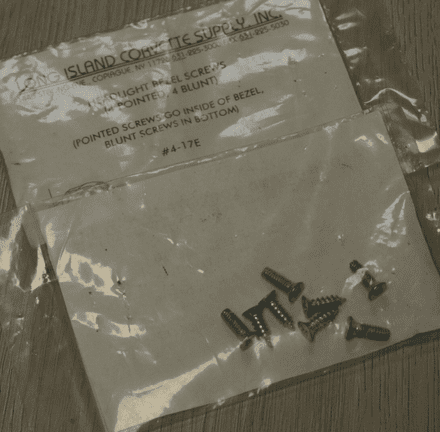 1964-1967 C2 Corvette,Headlight Bezel Screws (4 Blunt & 4 Pointed),L.I.C 4-17E,New