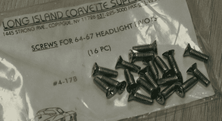 1964-1967 C2 Corvette, Headlight Pivot Screws (16 pc),L.I.C 4-17B,New