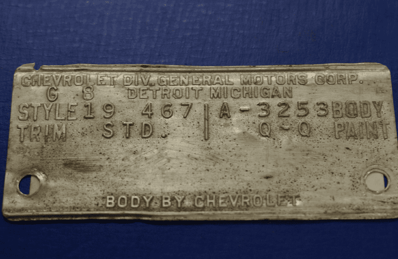 1965 Black Vinyl Sliver Pearl 8 March 1965 Trim Tag,Original,Used