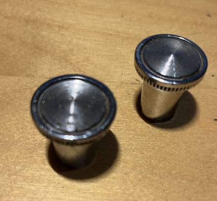 1965 only Dash Control Knobs pair , inc screws, OEM,Used patinated OEM