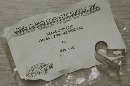 1966-1967 C2 Corvette, Brake Line Clip (Frame Side Rail),L.I.C 52-14C, New