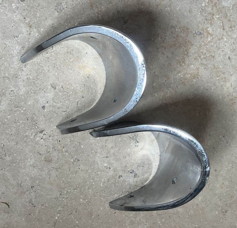 1968-1969 C3 Corvette, CC 333205 PAIR EXHAUST OUTLET BEZELS    EC Products nice used