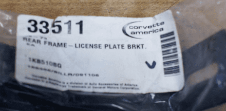 1968-1973 C3 Corvette,Rear Frame License Plate Bracket,New