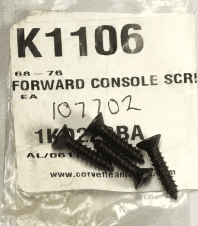 1968-1976 C3 Corvette, 4-piece Forward CONSOLE SCREW SET CA-K1106 new